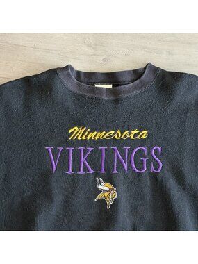 Vintage 90’s Logo Athletic NFL Minnesota Vikings Black Sweatshirt Size 2XL